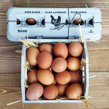 Load image into Gallery viewer, Henlay Laid Local Egg Cartons- Adorable Printed Vintage Design- 25, 90, or 250