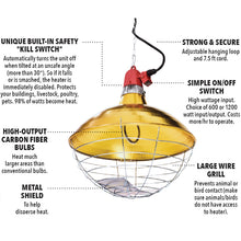 Load image into Gallery viewer, 1200 Watt Carbon Fiber Heater With 16" Dia Shade