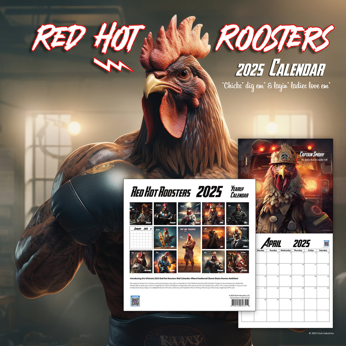 101324 Red Hot Roosters 2025 Calendar Countryside